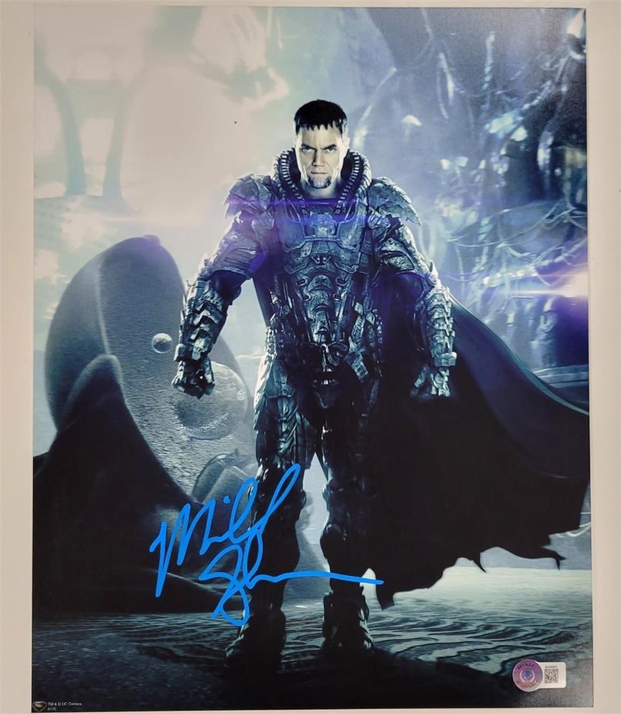 Michael Shannon Signed General Zod 11x14 Photo Man of Steel Beckett Authenticated: Michael Shannon Signed General Zod 11x14 Photo Man of Steel Beckett Authenticated This is an original 11x14 photograph featuring Michael Shannon as General Zod from the movie 'Man of Steel'. The photo