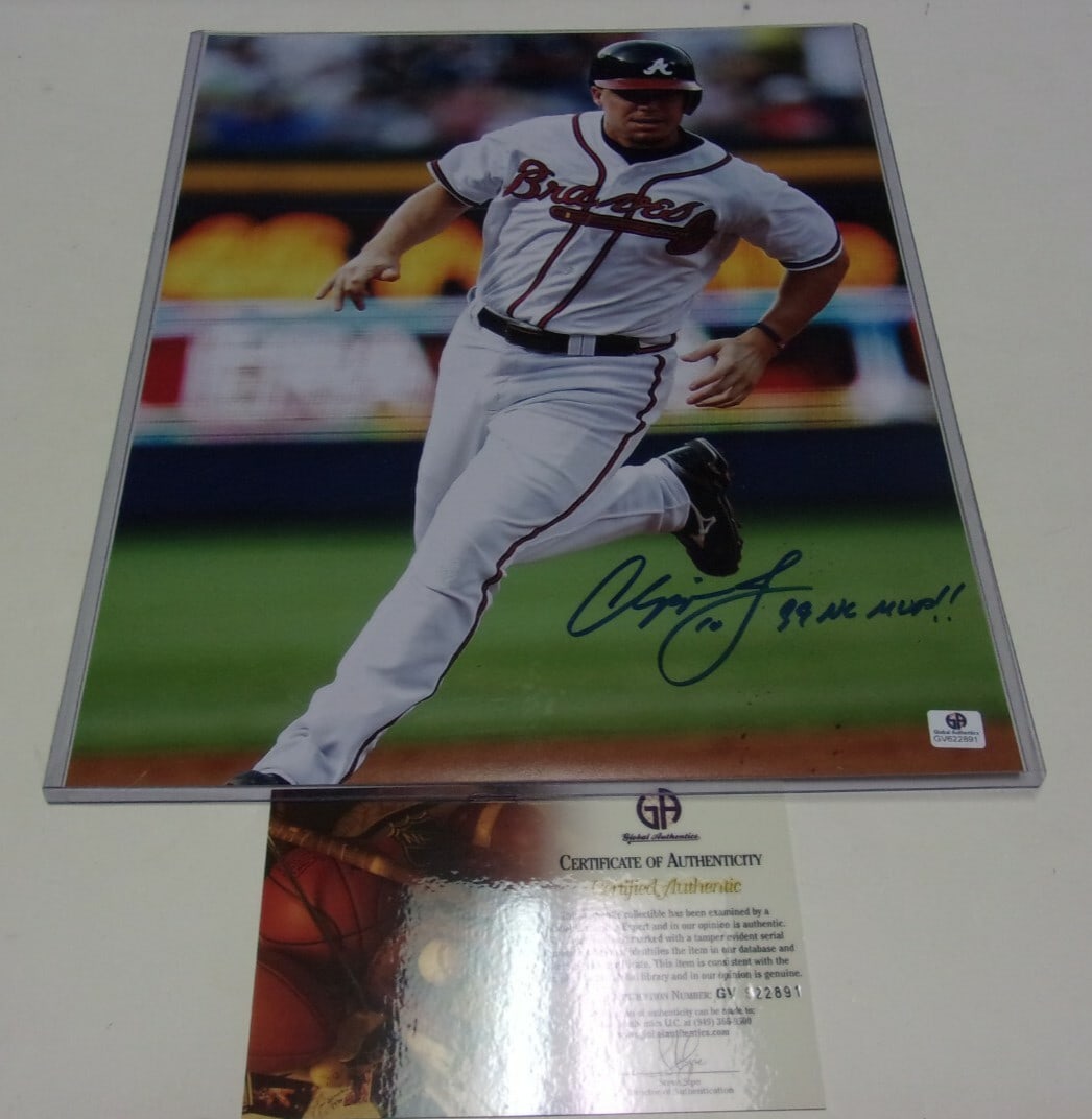 Chipper Jones Signed 11x14 Photo 1999 NL MVP Atlanta Braves HOF COA (1 of 1)