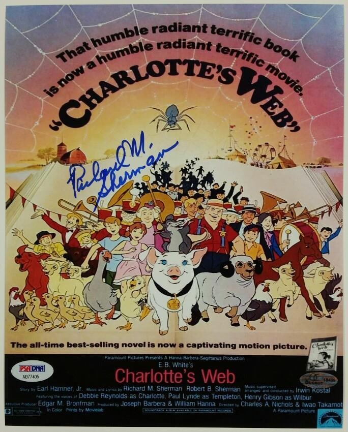 8x10 Photograph Signed by Richard M. Sherman Charlotte's Web Disney PSA/DNA Authenticated (1 of 2)