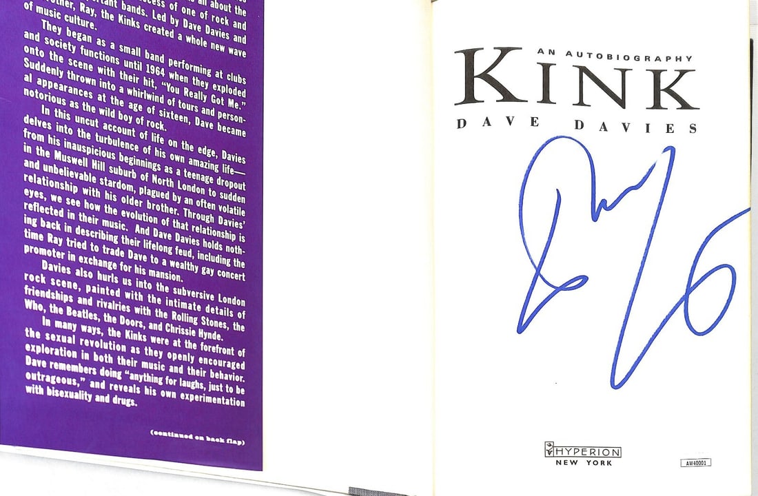 Dave Davies The Kinks Autographed Kink Hardcover Book JSA Certified (1 of 4)