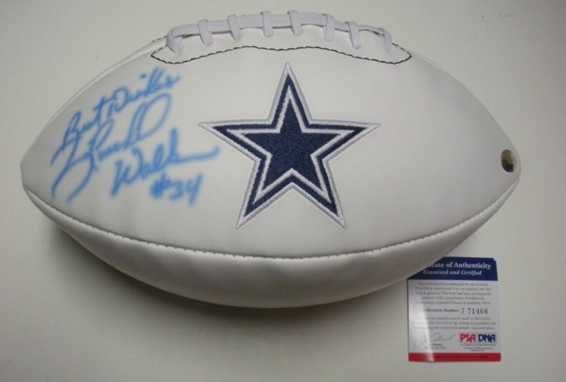 Football Signed by Herschel Walker with PSA DNA COA Georgia Bulldogs Dallas Cowboys: Football Signed by Herschel Walker with PSA DNA COA Georgia Bulldogs Dallas Cowboys This is an original football autographed by Herschel Walker, associated with the Georgia Bulldogs and Dallas Cowboys