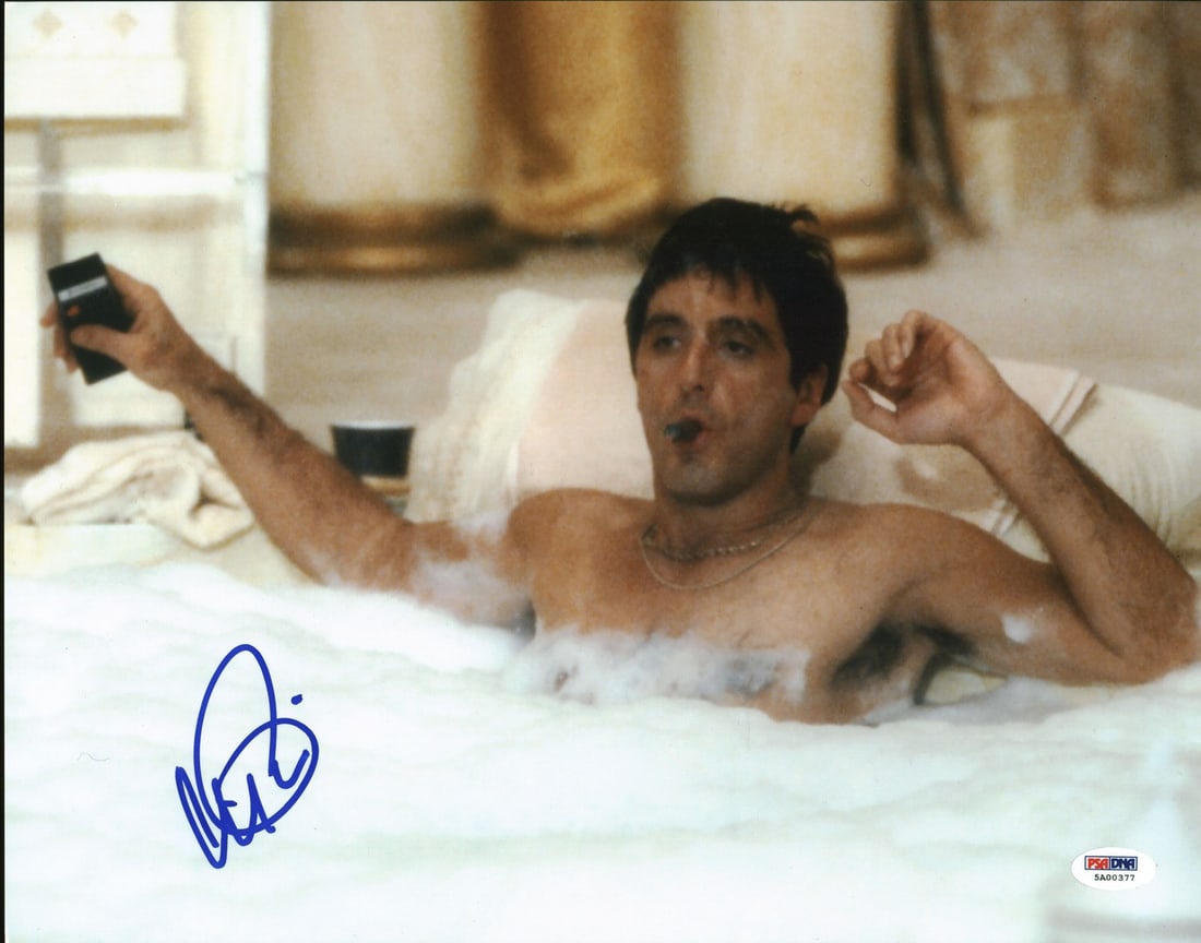 Al Pacino Scarface Signed 11x14 Photo PSA Gem Mint 10: Al Pacino Scarface Signed 11x14 Photo PSA Gem Mint 10 Capture a piece of cinematic history with this stunning 11x14 photograph personally signed by Al Pacino, famous for his iconic role in Scarface. G