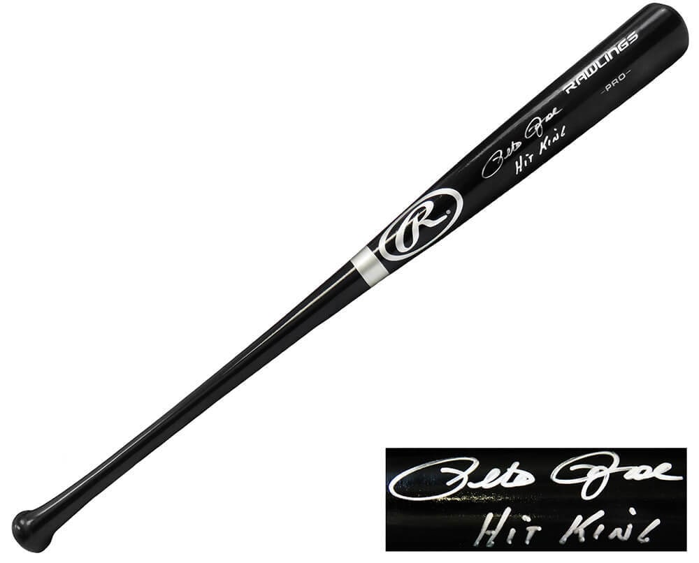 Pete Rose Signed Rawlings Pro Black Baseball Bat Hit King COA (1 of 1)