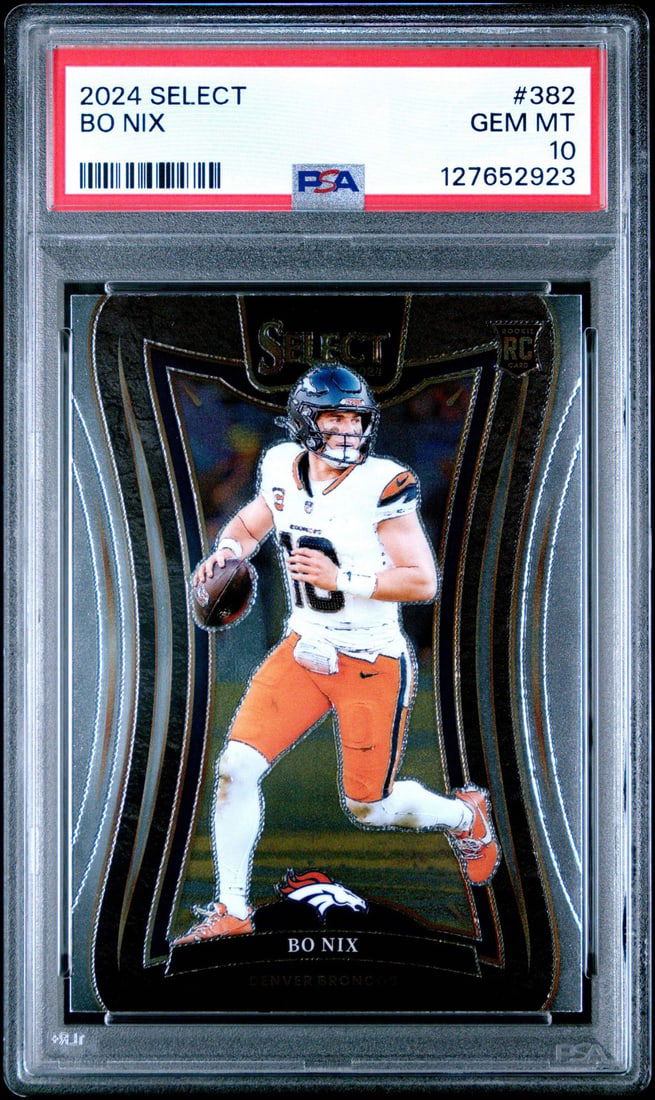 2024 Panini Select Bo Nix #382 Rookie Football Card PSA 10 Gem Mint (1 of 2)