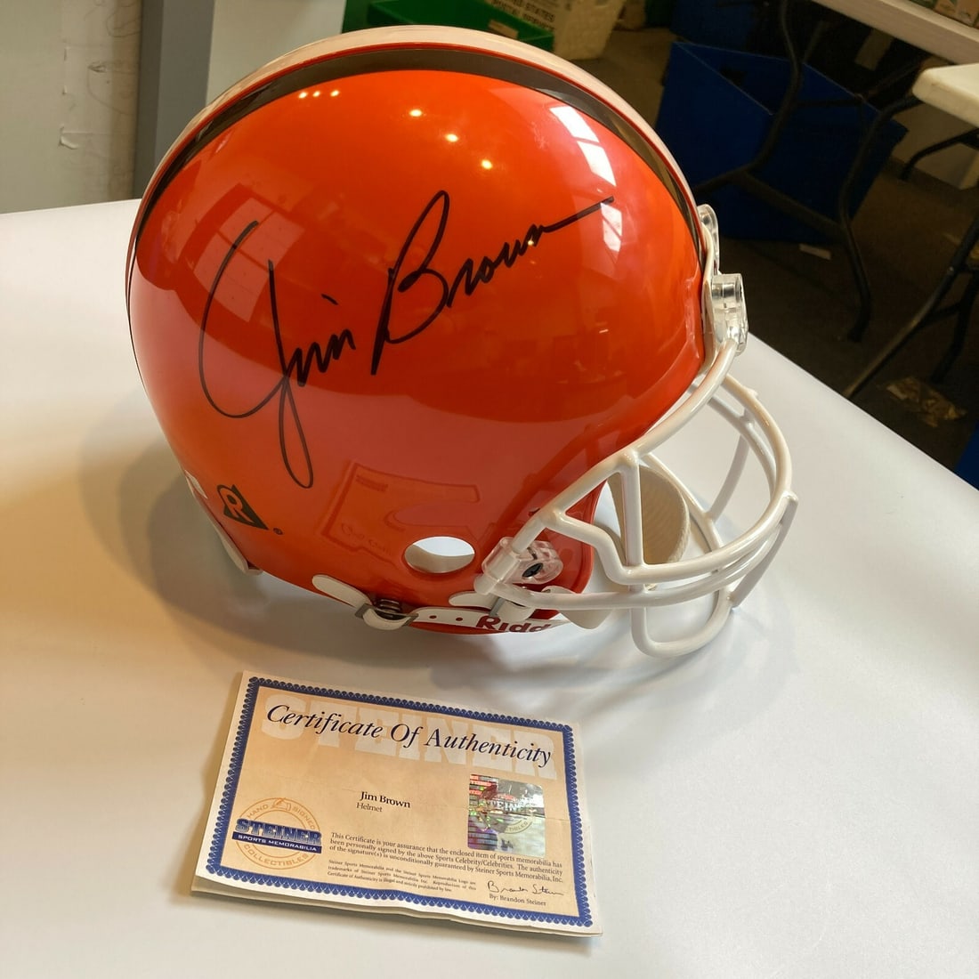 Jim Brown Autographed Full Size Riddell Helmet Cleveland Browns Steiner COA (1 of 10)