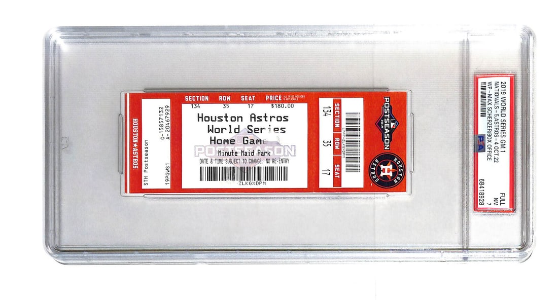 2019 World Series Game 1 Ticket Astros vs Nationals PSA 7 (1 of 2)