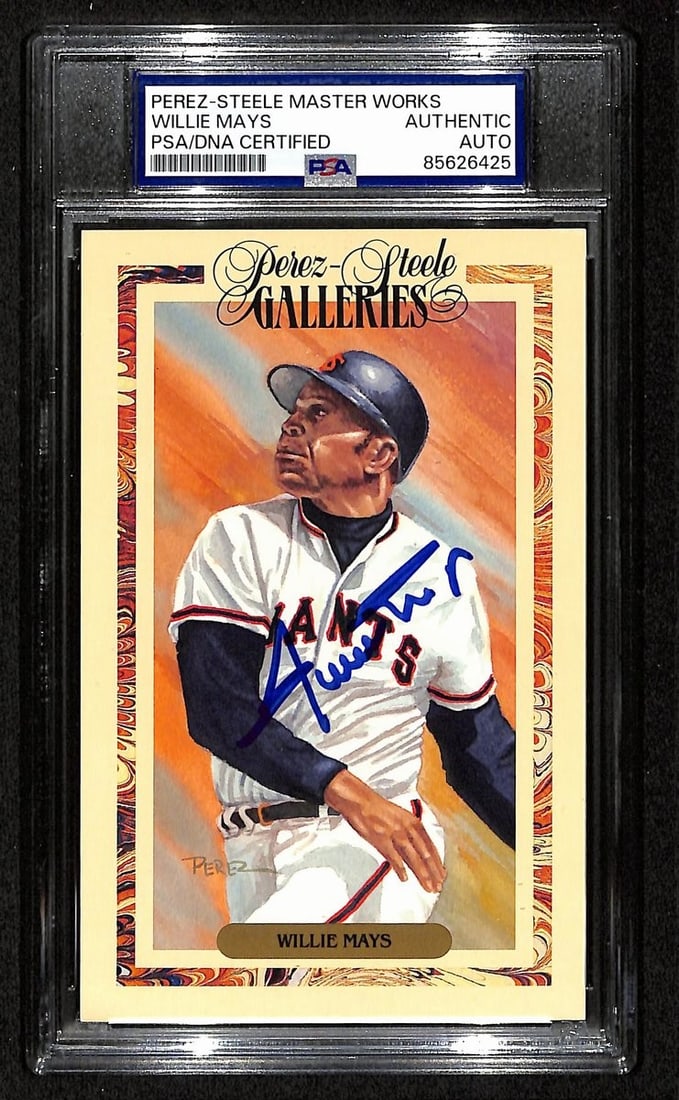 Willie Mays Signed Perez Steele Postcard Giants PSA/DNA Authenticated (1 of 2)