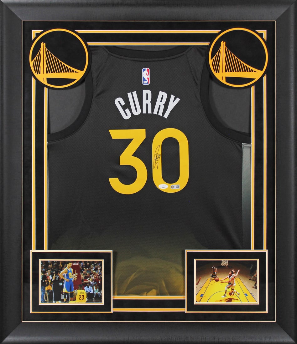 Stephen Curry Signed Black Nike Rose City Edition Framed Jersey JSA COA (1 of 2)