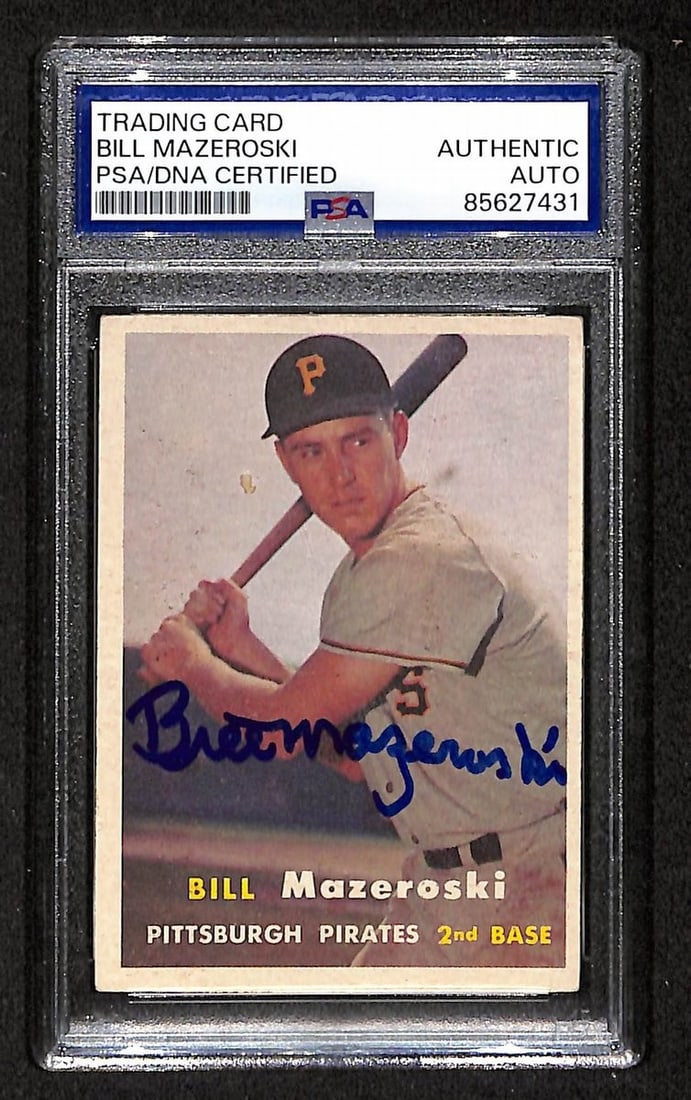 Bill Mazeroski 1957 Topps Baseball Card Signed for Pirates PSA DNA Authenticated (1 of 2)