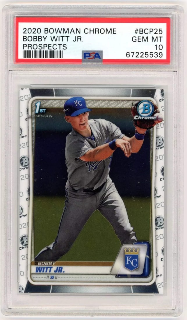 2020 Topps Bowman Chrome Bobby Witt Jr. RC PSA 10 Baseball Card (1 of 2)