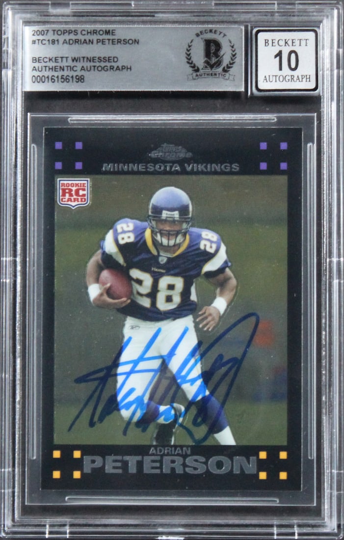 Adrian Peterson Signed 2007 Topps Chrome #TC181 RC Auto Gem Mint 10 Beckett (1 of 2)