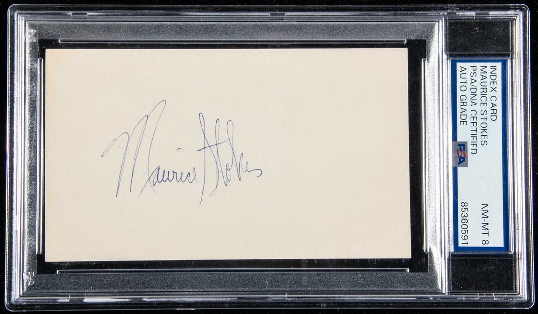 Maurice Stokes Autographed 3x5 Index Card PSA Certified Basketball Hall of Famer: Maurice Stokes Autographed 3x5 Index Card PSA Certified Basketball Hall of Famer This is an original 3x5 index card autographed by Maurice Stokes, a celebrated basketball player recognized in both the