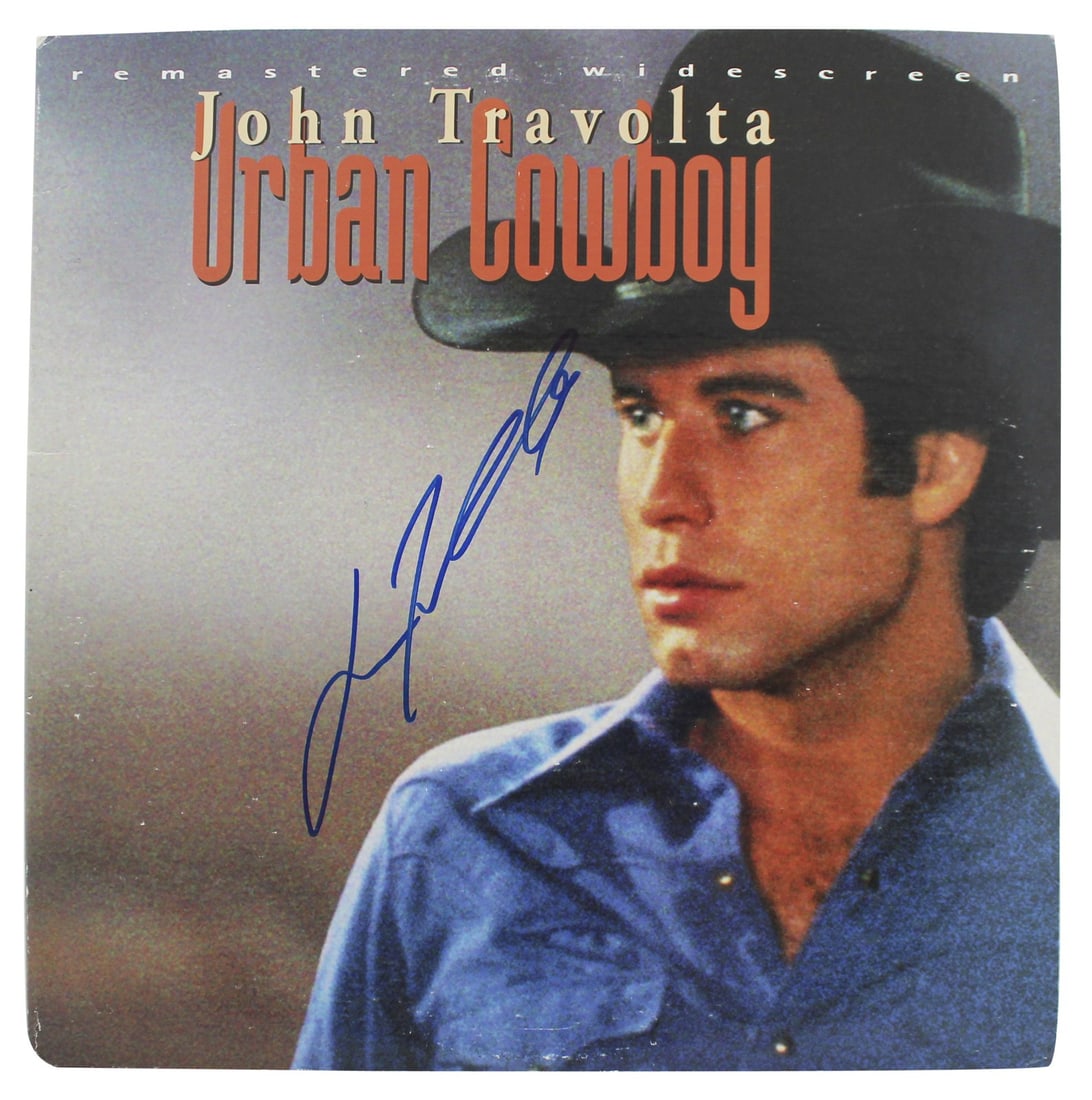 John Travolta Urban Cowboy Signed Laserdisc Cover Beckett Authenticated: John Travolta Urban Cowboy Signed Laserdisc Cover Beckett Authenticated This authentic autographed Laserdisc cover features the signature of John Travolta, known for his role in the iconic film 'Urban