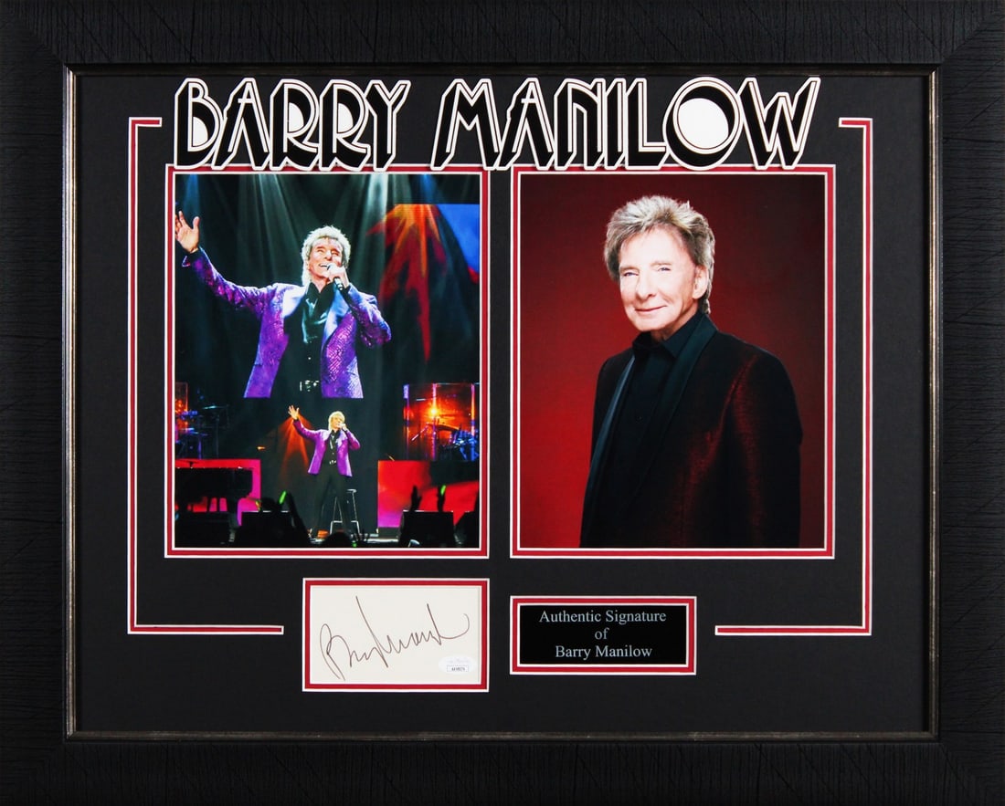 Barry Manilow Signed Framed 3x5 Index Card JSA Certified: Barry Manilow Signed Framed 3x5 Index Card JSA Certified This authentic and framed 3x5 index card has been personally signed by the legendary Barry Manilow. It comes with a Certificate of Authenticity