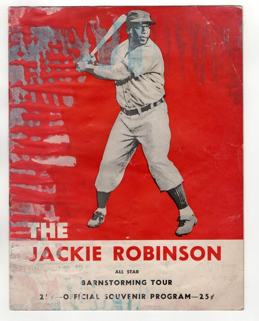 Jackie Robinson 1951 Vintage Program Brooklyn Dodgers JSA Authenticated: Jackie Robinson 1951 Vintage Program Brooklyn Dodgers JSA Authenticated This original 1951 Jackie Robinson Vintage Program from the Barnstorming Tour is a remarkable collectible for baseball enthusias
