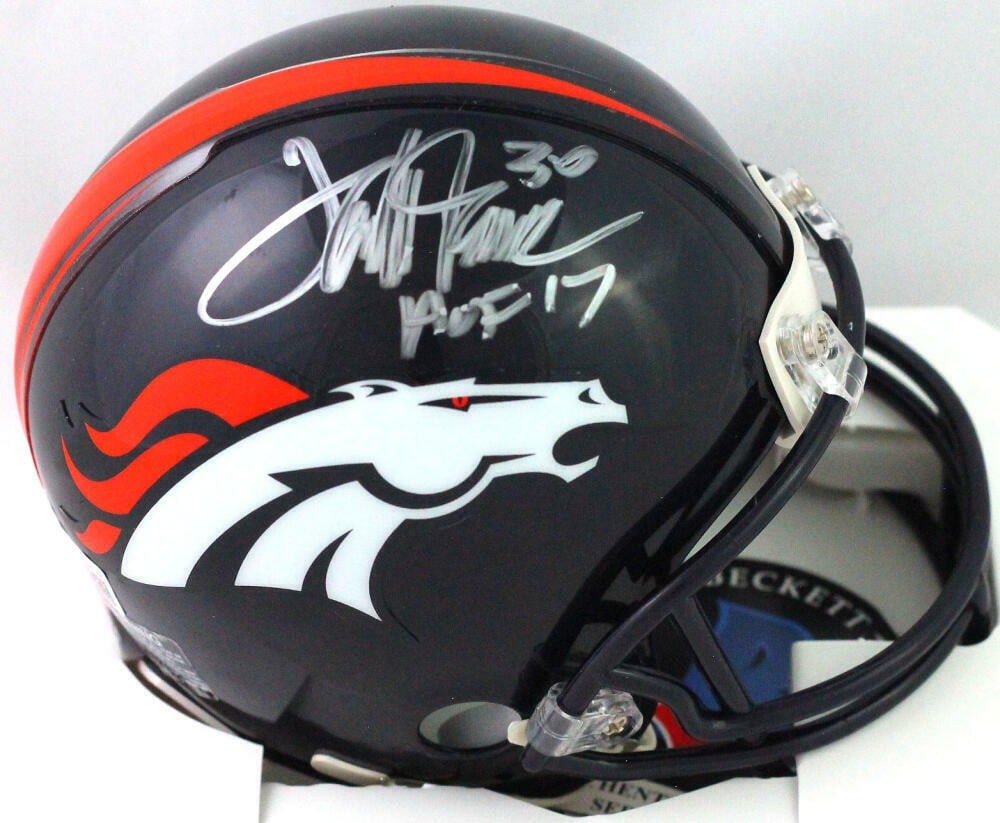 Terrell Davis Autographed Denver Broncos Mini Helmet Beckett Authenticated Silver (1 of 8)