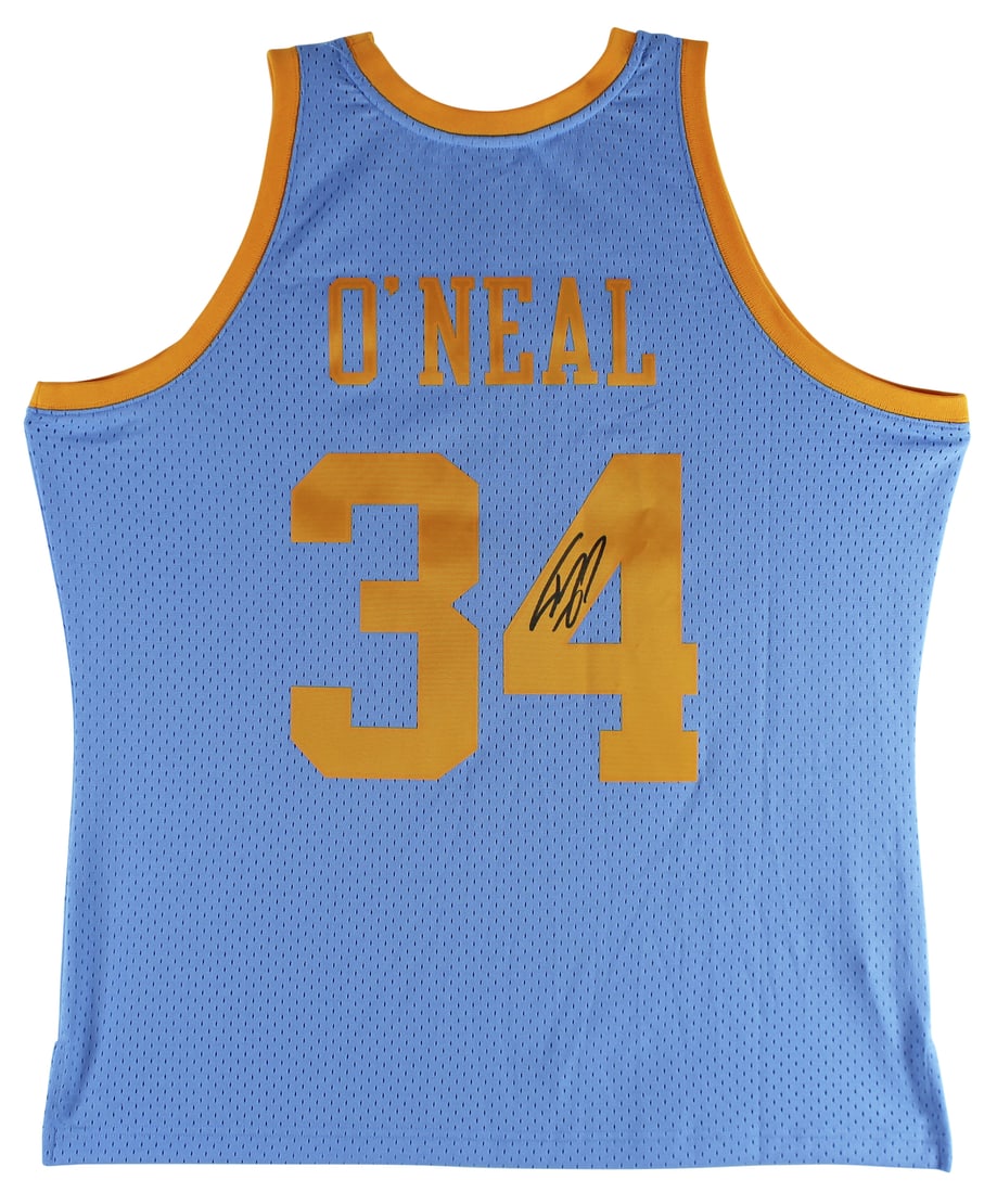 Shaquille O'Neal Signed Blue Lakers Swingman Jersey BAS Witnessed: Shaquille O'Neal Signed Blue Lakers Swingman Jersey BAS Witnessed This is an original, autographed blue throwback Mitchell & Ness Hardwood Classics Swingman jersey personally signed by basketball lege