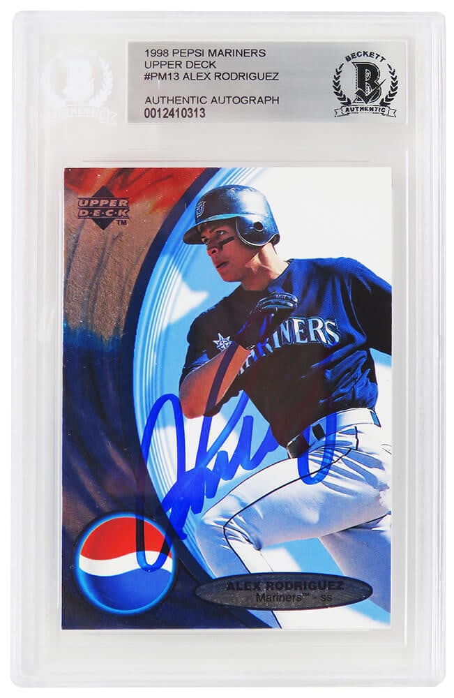 Alex Rodriguez Signed 1998 Mariners Upper Deck Pepsi Card #PM13 Beckett Encapsulated (1 of 2)