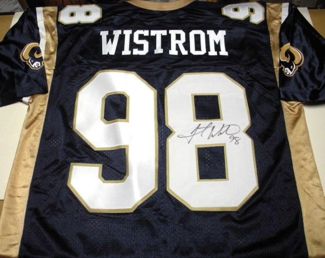 Grant Wistrom St Louis Rams Signed Nike Jersey with COA: Grant Wistrom St Louis Rams Signed Nike Jersey with COA This is an officially licensed Nike jersey signed by Grant Wistrom, featuring a Certificate of Authenticity (COA). Perfect for football enthusia