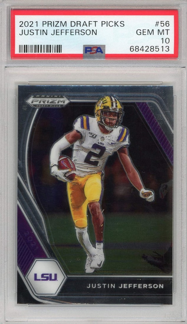 2021 Prizm Draft Picks Justin Jefferson Rookie Card PSA 10 NFL (1 of 2)