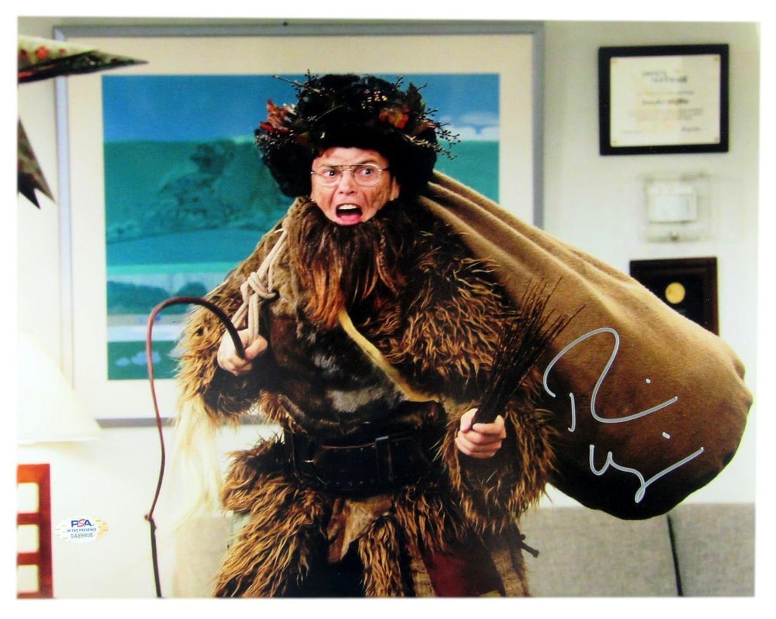 Rainn Wilson Signed 11x14 The Office Dwight Schrute Photo PSA/DNA ITP: Rainn Wilson Signed 11x14 The Office Dwight Schrute Photo PSA/DNA ITP This is a signed 11x14 photo of Dwight Schrute, portrayed by Rainn Wilson in the iconic television series 'The Office.' The autogr