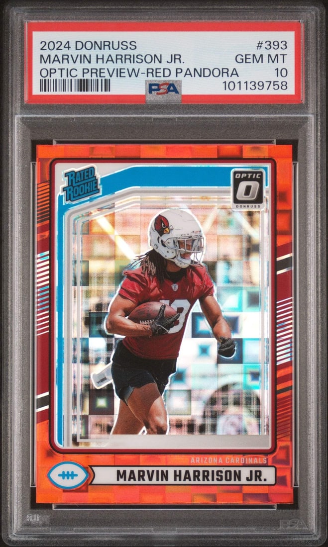 2024 Donruss Marvin Harrison Jr #393 Red Pandora PSA 10 Football Card (1 of 2)