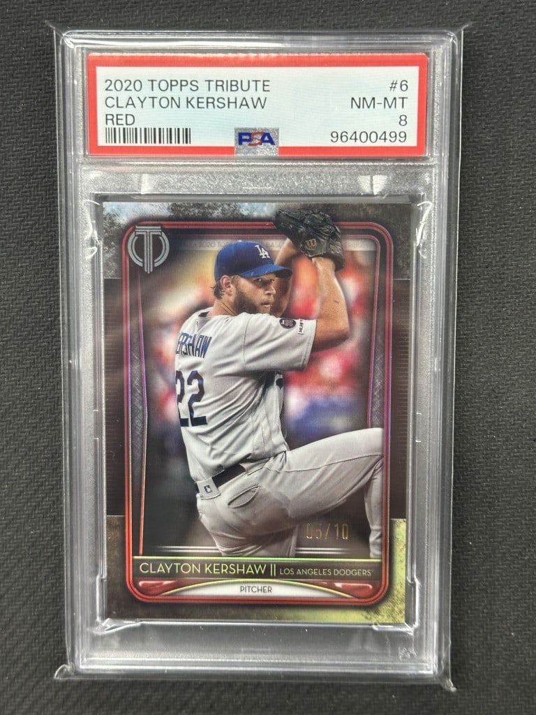 Clayton Kershaw 2020 Topps Tribute Red PSA 8 Baseball Card #6 (1 of 2)