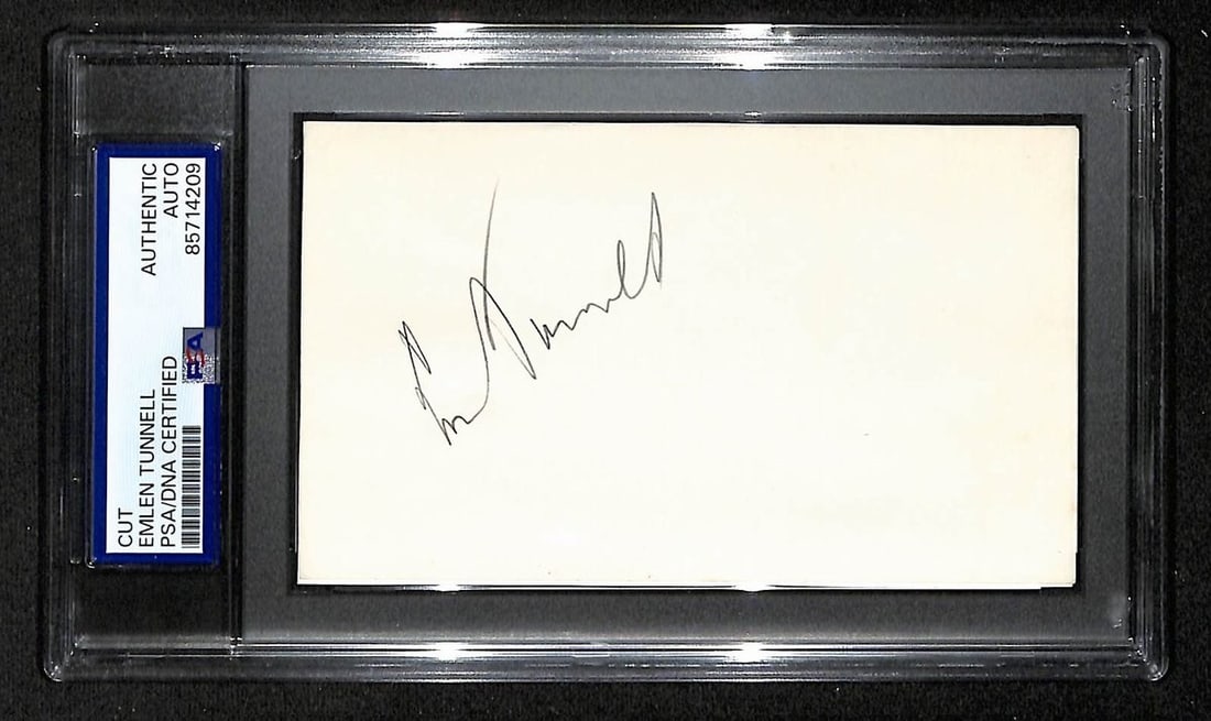 Emlen Tunnell Signed 3x5 Index Card With PSA DNA Authentication (1 of 1)