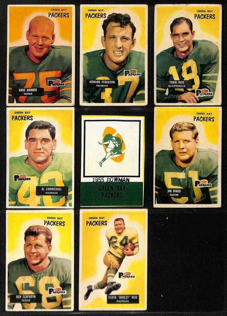 1955 Bowman Green Bay Packers Complete Team Set of 14 Football Cards (1 of 4)