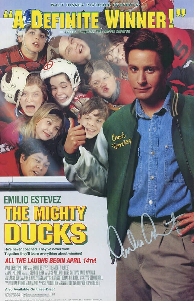 Emilio Estevez Signed The Mighty Ducks 11x17 Poster with COA: Emilio Estevez Signed The Mighty Ducks 11x17 Poster with COA Own a piece of cinematic history with this original 11x17 movie poster of The Mighty Ducks, signed by Emilio Estevez. This collectible post