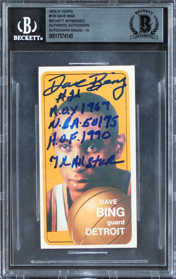 Dave Bing Signed 1970 Topps #125 Rookie Card with Inscriptions BAS Authenticated (1 of 2)