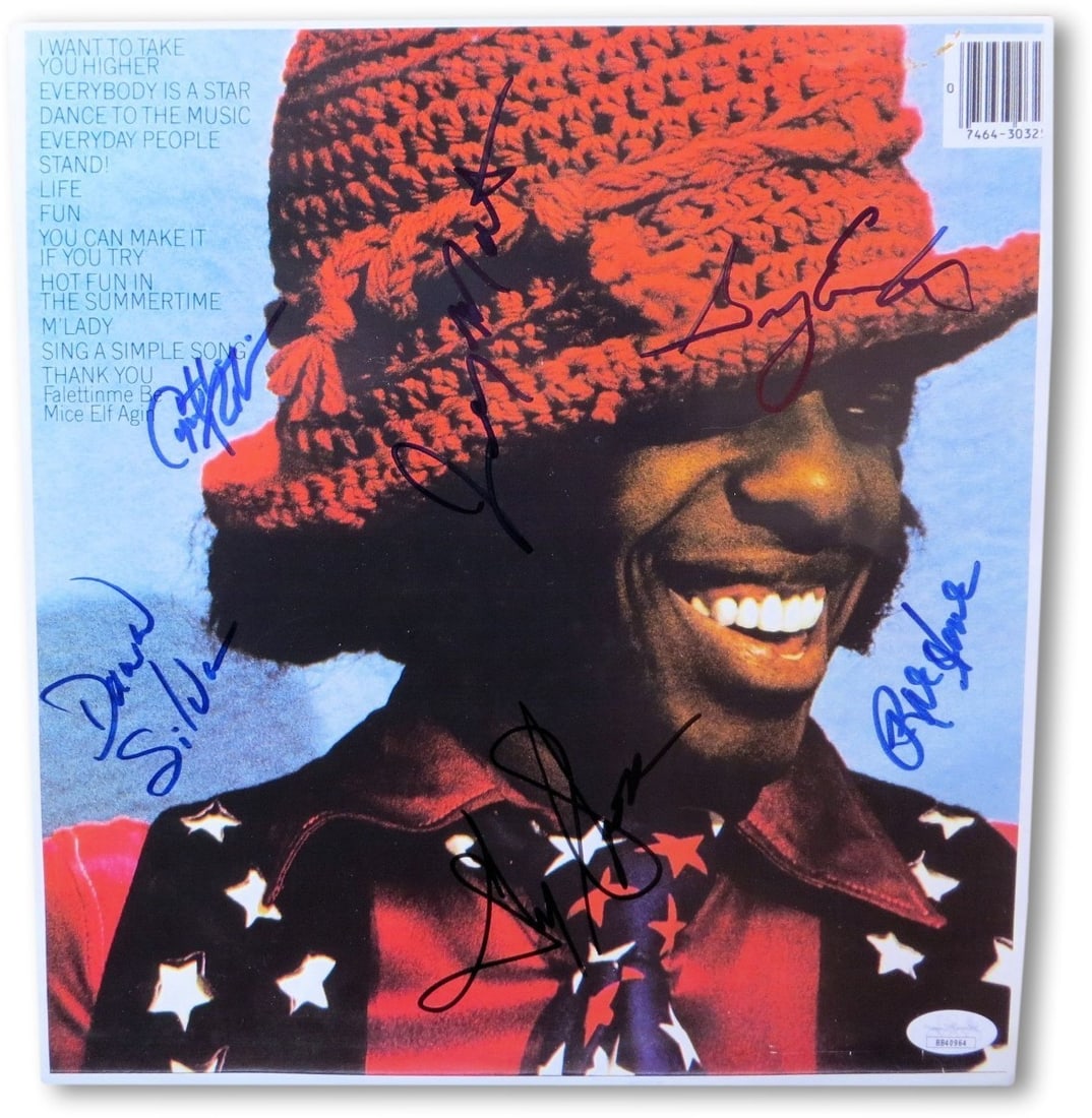 Sly & The Family Stone Autographed Photo JSA Authenticated 11 x 11.5: Sly & The Family Stone Autographed Photo JSA Authenticated 11 x 11.5 This is an original autographed photograph of Sly & The Family Stone, featuring the signatures of Sly Stone, Cynthia Robinson, Rose