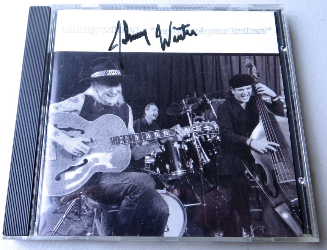 Johnny Winter Autographed CD Cover Hey Where's Your Brother JSA Authenticated (1 of 4)