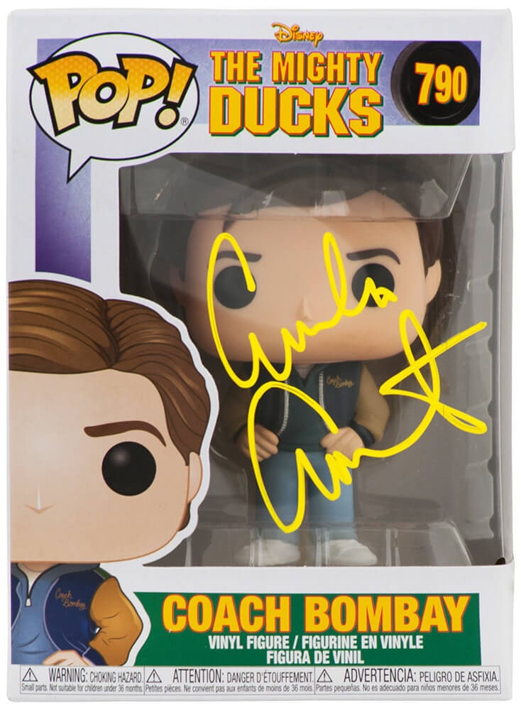 Emilio Estevez Signed Mighty Ducks Coach Bombay Funko Pop #790 with COA: Emilio Estevez Signed Mighty Ducks Coach Bombay Funko Pop #790 with COA Emilio Estevez has signed this collectible Funko Pop Doll featuring Coach Bombay from 'The Mighty Ducks', model #790. The doll i