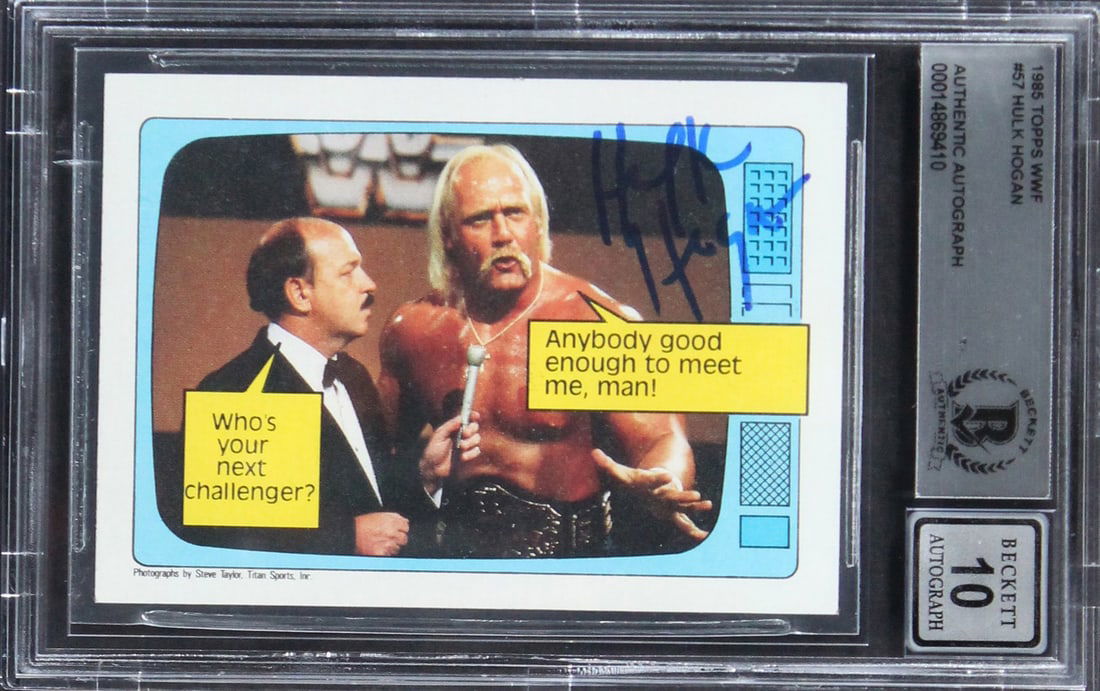 Hulk Hogan Signed 1985 Topps WWF Rookie Card Gem Mint 10 BAS Authenticated (1 of 2)