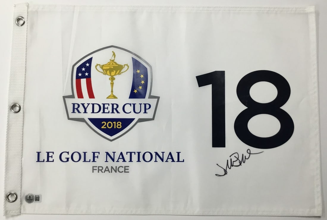 David Duval Signed 2018 Ryder Cup #18 Pin Flag Beckett Authenticated: David Duval Signed 2018 Ryder Cup #18 Pin Flag Beckett Authenticated Celebrate the legacy of golf with this official 2018 Ryder Cup Le Golf National #18 pin flag, signed by PGA star David Duval. The s