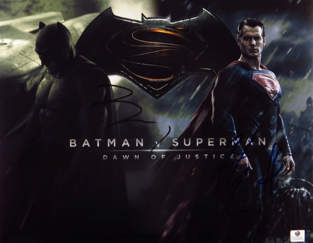 Ben Affleck Henry Cavill Signed 11x14 Batman v Superman Photo GAI Authenticated (1 of 2)