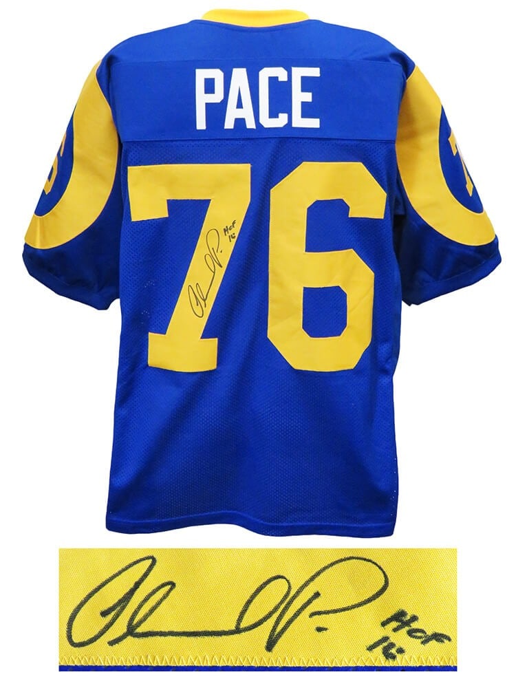 Orlando Pace Signed Blue Yellow Custom Football Jersey HOF 16 SS COA (1 of 2)