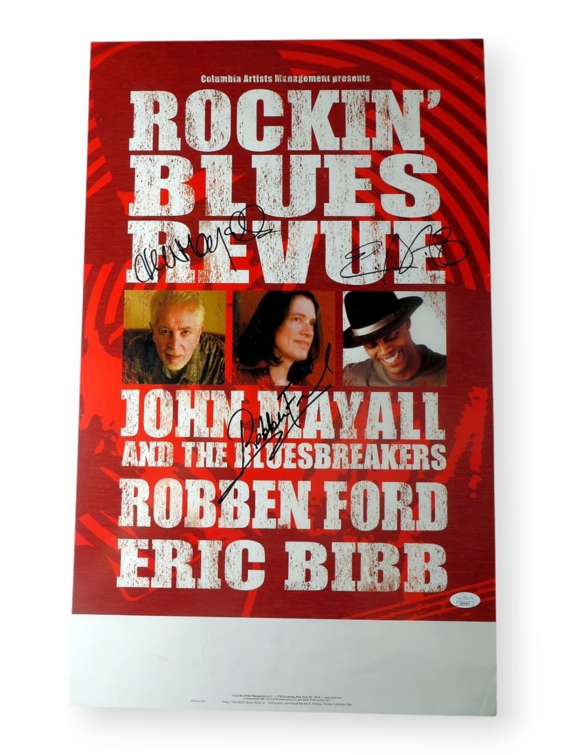 John Mayall Robben Ford Eric Bibb Signed 14x23 Poster JSA Authenticated (1 of 4)