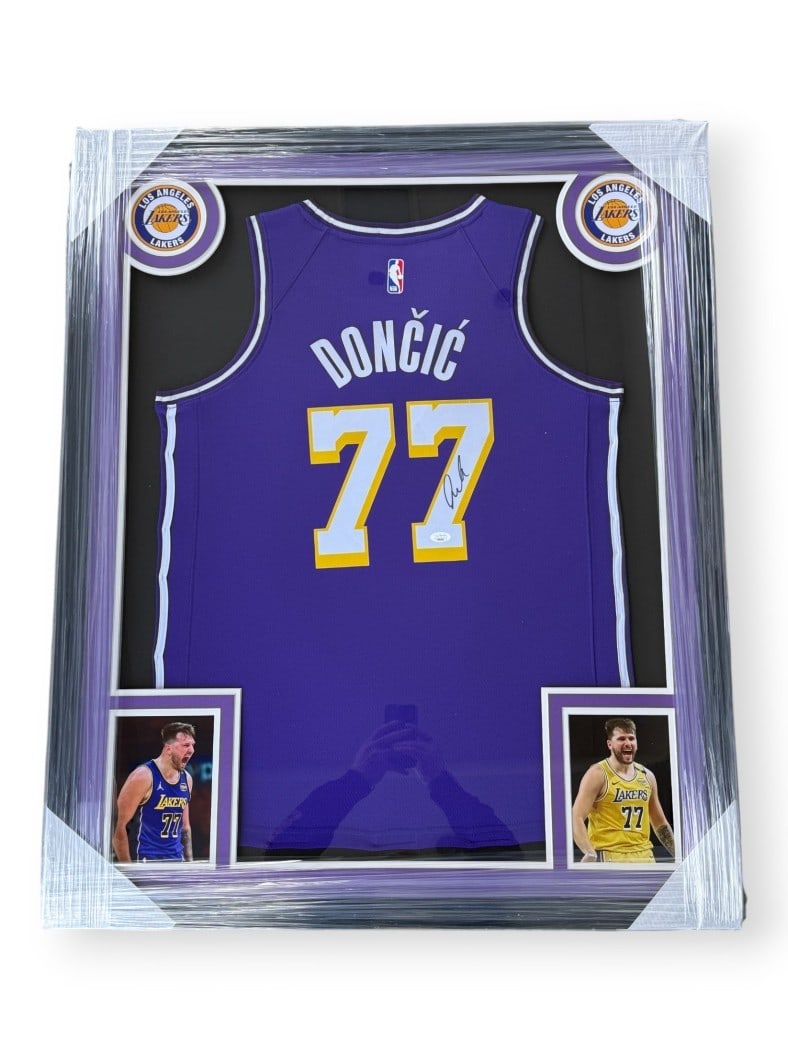 Framed Los Angeles Lakers Purple Jersey Signed by Luka Doncic with JSA COA (1 of 3)