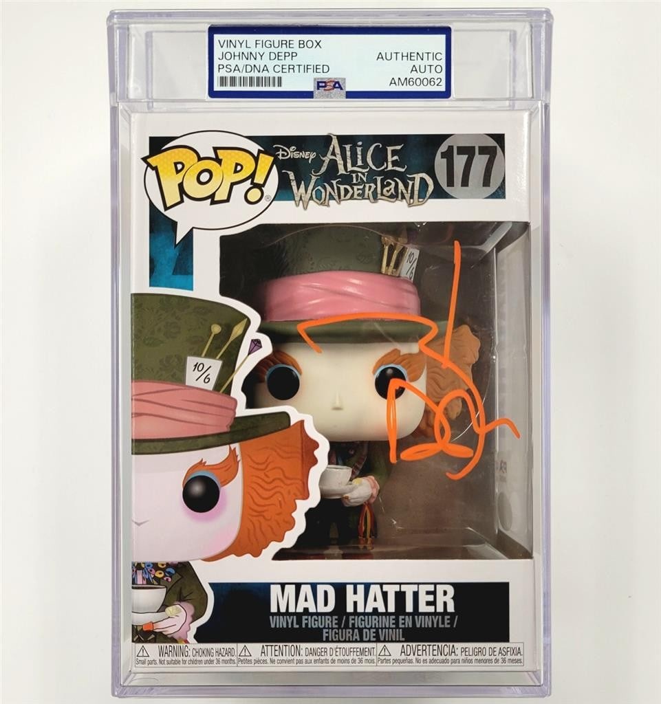 Autographed Alice in Wonderland Mad Hatter Funko Pop 177 with PSA Encapsulation (1 of 6)