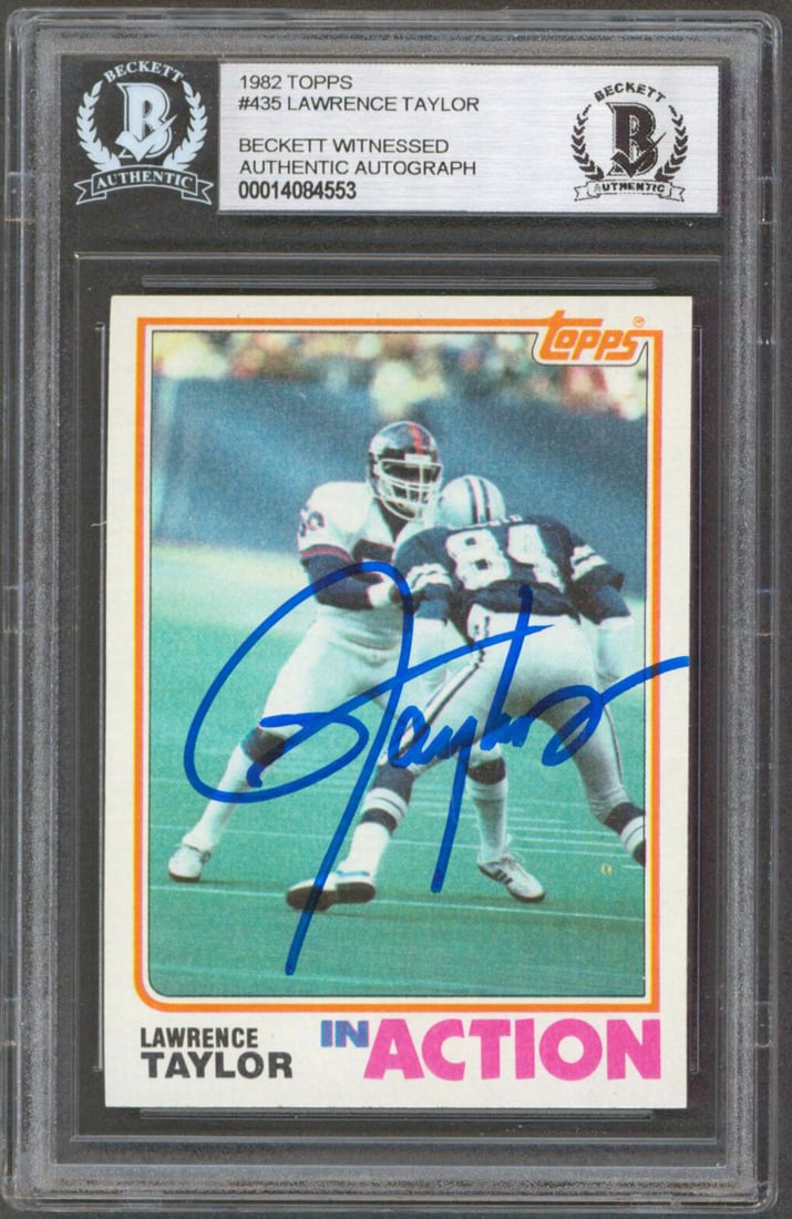 Lawrence Taylor Signed 1982 Topps #435 Card New York Giants Beckett Authenticated (1 of 2)