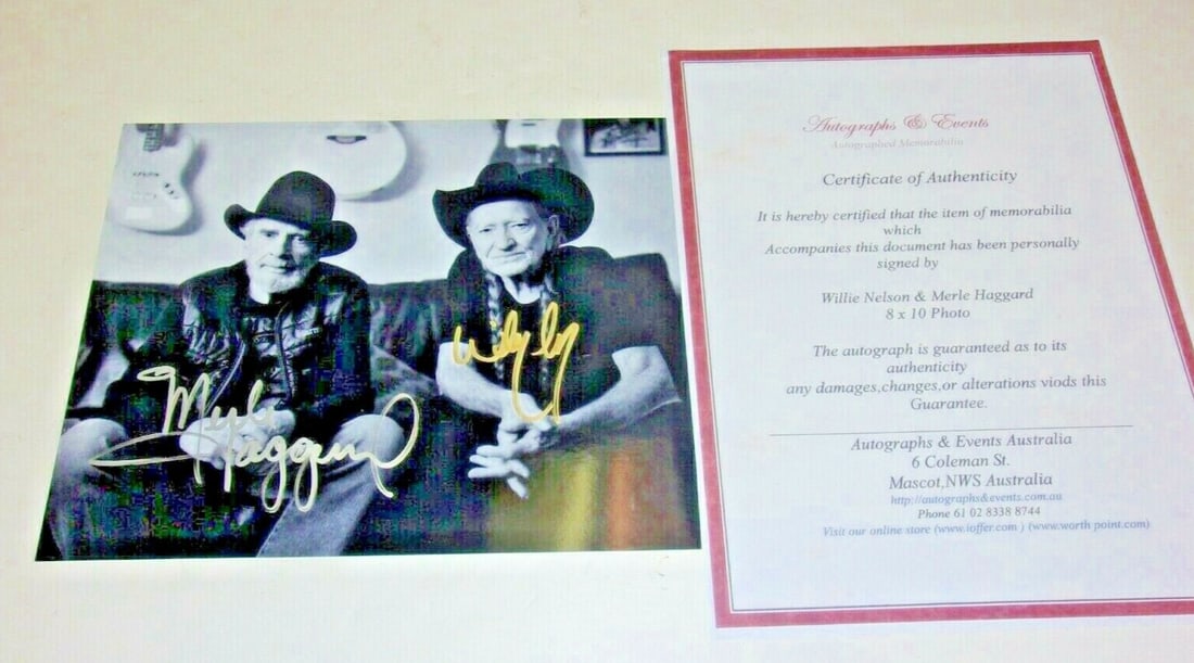 Willie Nelson Merle Haggard Signed 8x10 Photo with COA (1 of 1)