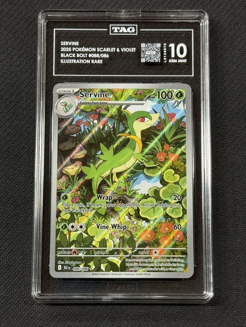 Servine Pokemon Black Bolt Rare Card 088/086 TAG 10 (1 of 2)