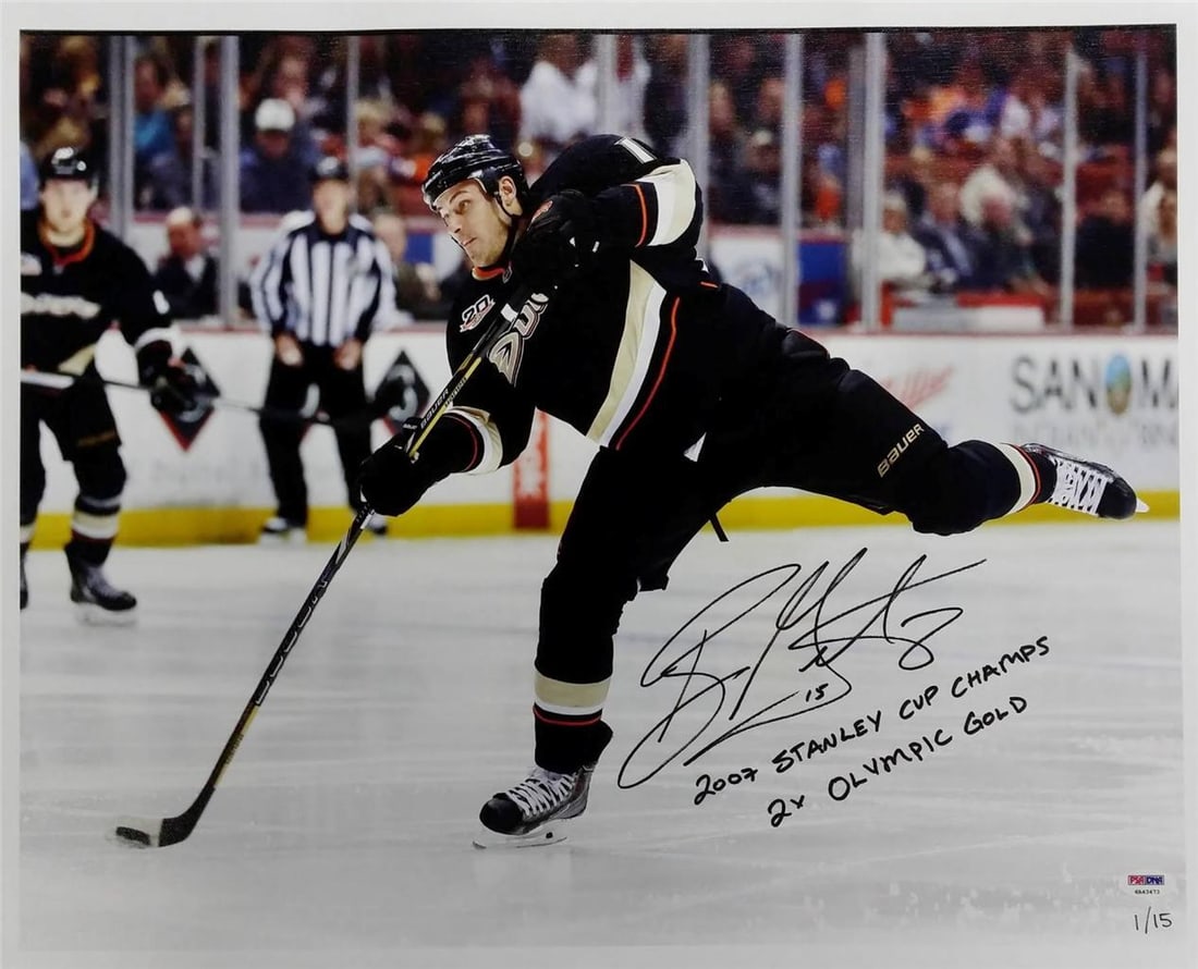 16x20 Canvas Photo Signed by Ryan Getzlaf Stanley Cup Olympic Gold 1 of 15: 16x20 Canvas Photo Signed by Ryan Getzlaf Stanley Cup Olympic Gold 1 of 15 This original 16x20 canvas photo features Ryan Getzlaf of the Anaheim Ducks, signed and commemorating his achievements as a 2