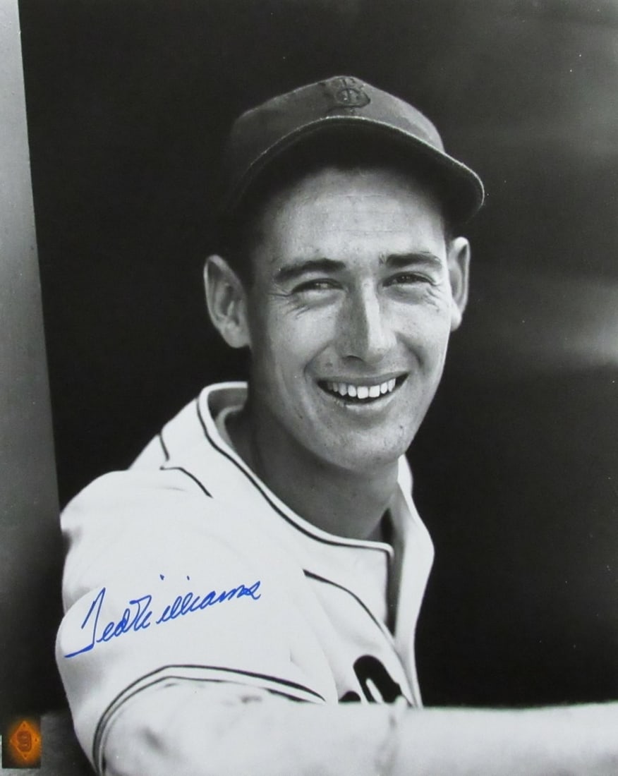 Ted Williams Signed 16x20 B/W Photo with Green Diamond Hologram: Ted Williams Signed 16x20 B/W Photo with Green Diamond Hologram This is an original signed/autographed black and white photo of Ted Williams, a Hall of Fame baseball player, measuring 16x20 inches. Th