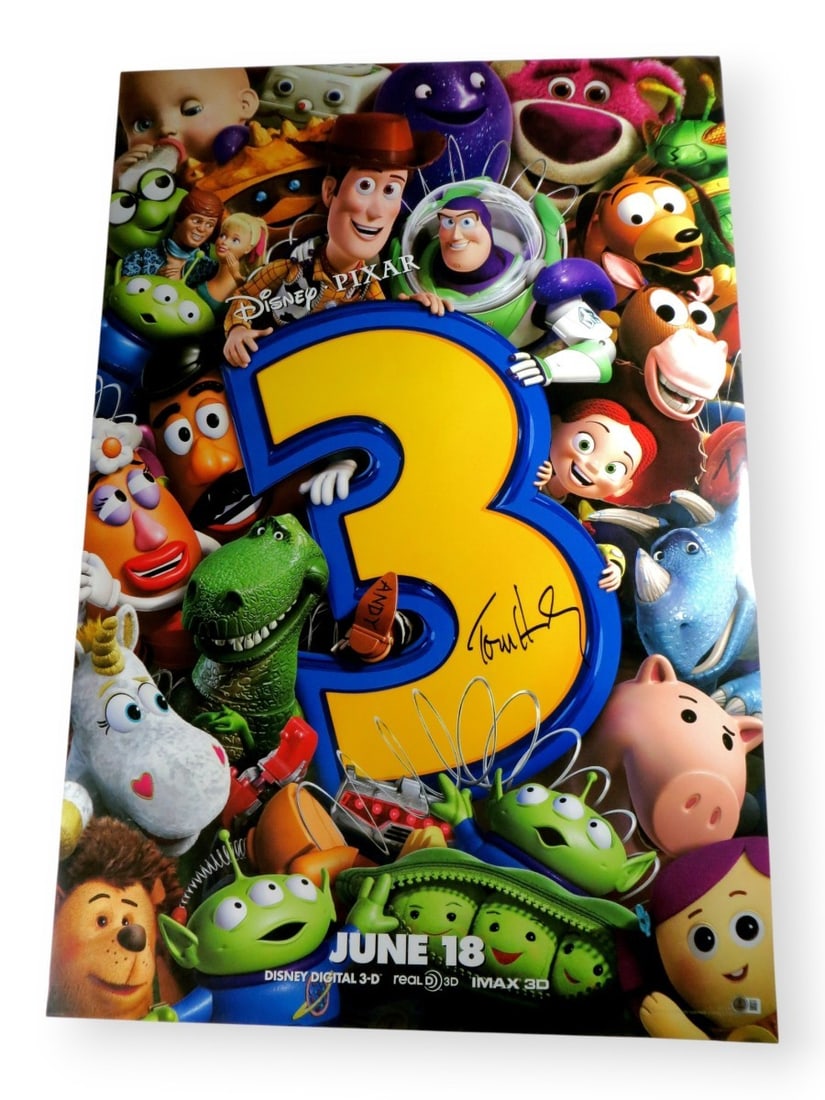 Tom Hanks Autographed 27x40 Toy Story 3 Poster Beckett Authenticated (1 of 4)