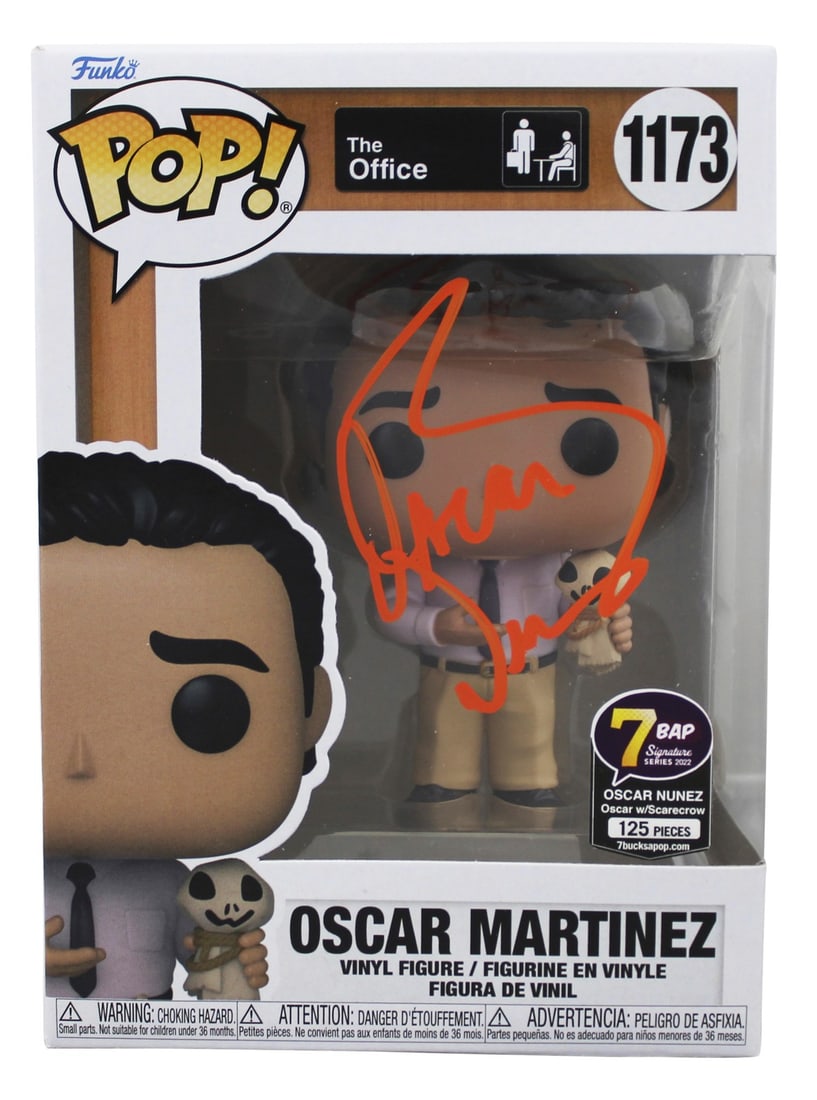 Oscar Nunez Signed The Office Funko Pop Vinyl Figure JSA Certified #1173: Oscar Nunez Signed The Office Funko Pop Vinyl Figure JSA Certified #1173 This original Oscar Martinez #1173 Funko Pop Vinyl Figure has been personally signed by Oscar Nunez from the popular TV show Th