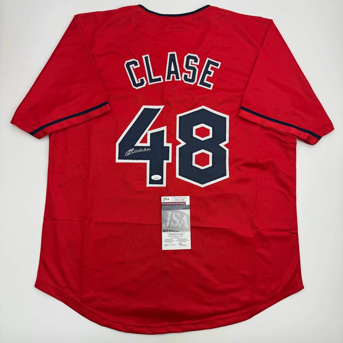 Emmanuel Clase Autographed Red Baseball Jersey Cleveland Guardians JSA COA (1 of 4)