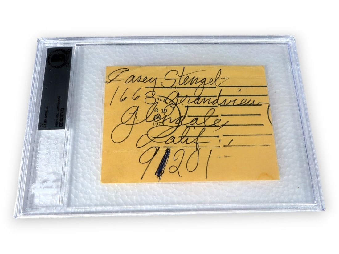 Casey Stengel Autographed Cut Signature Yankees Mets Beckett Authenticated (1 of 3)